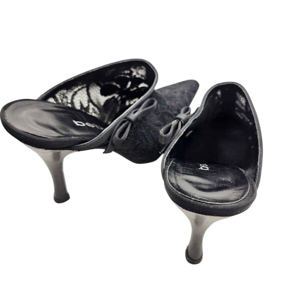 Y2K Bebe High Heel Black Mesh Mules Size 6 Made in Spain Leather Sole - Picture 4 of 6
